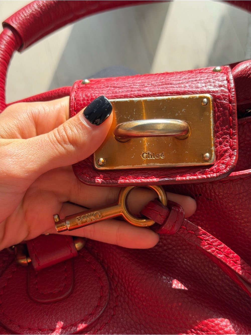 RED CHLOE PADDINGTON BAG - Picture 5 of 7
